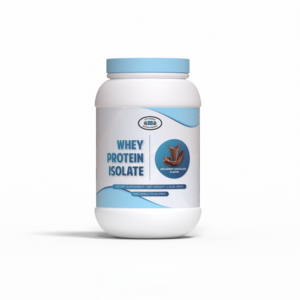 A bottle of Decadent Chocolate fitness supplements